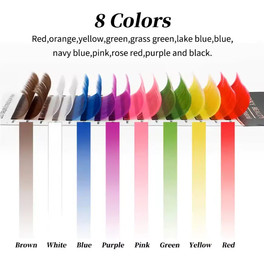 8 Color Rainbow Eyelash Extensions